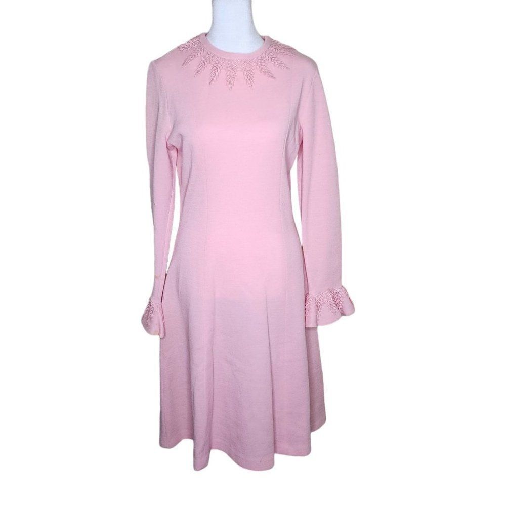 Vintage 60 Bleeker Street Mod Dress Womens Small Pink Fitted Sleeves